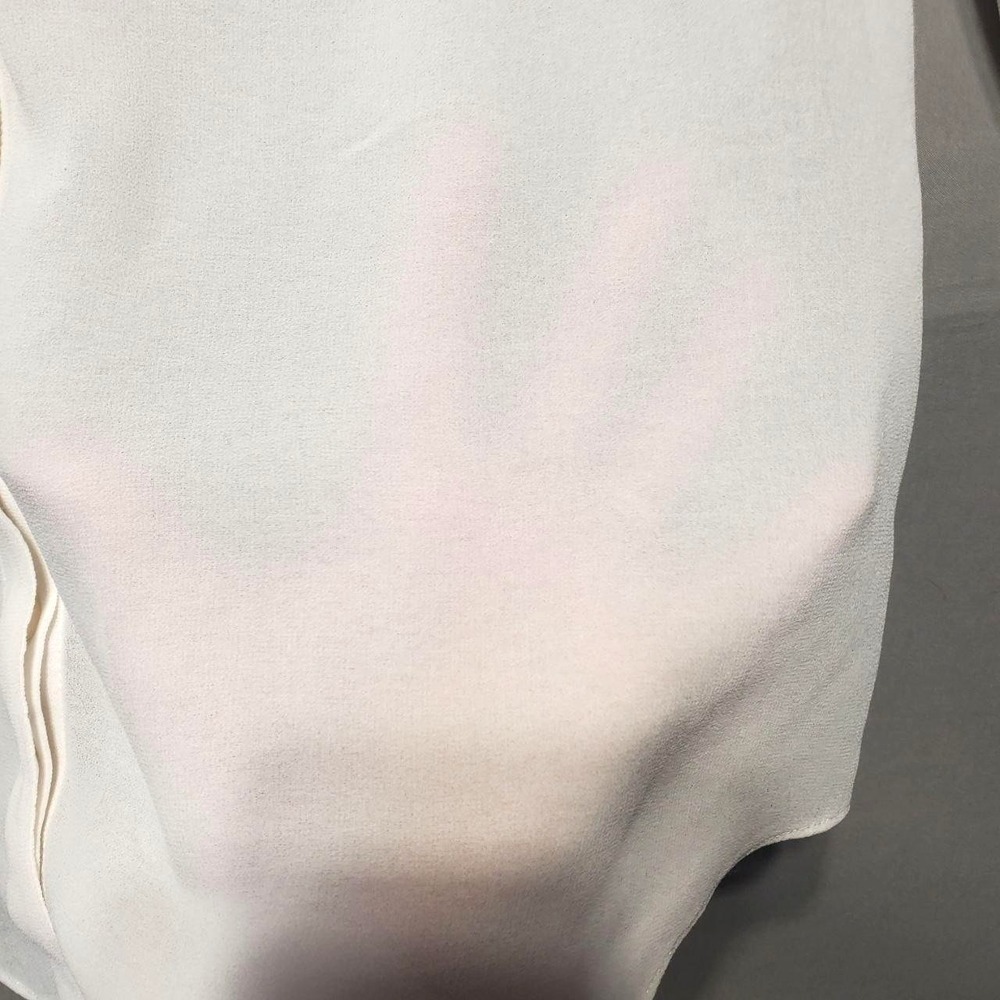 White House Black Market Sheer Ruffle Blouse Womens S White Chiffon Romantic - Picture 6 of 10